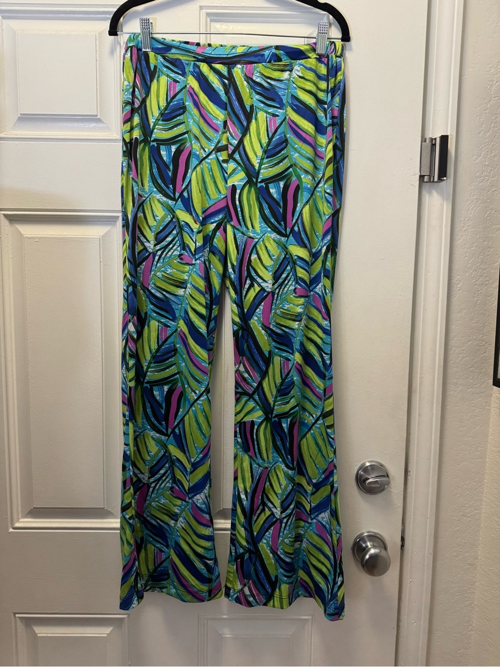 Spense Tropical Leaf-Print Wide-Leg Pants in Lime Multi 0218